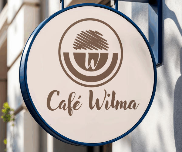 Logodesign und Beschilderung für das Café Wilma